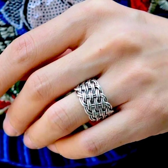 💎NEW 925 Sterling Silver Wide Weaved Ring - Picture 1 of 7